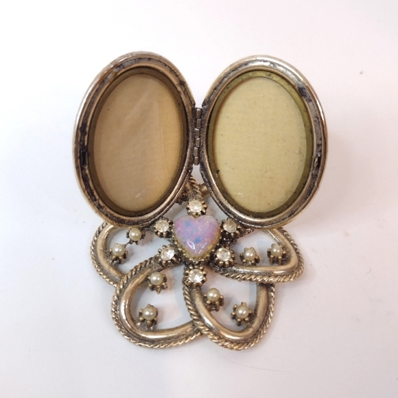 Melba Vintage Jeweled Miniature Double Picture Frame - Picture 1 of 10